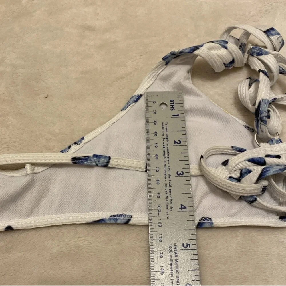 SHEIN White Bikini with Blue Butterfly Pattern
